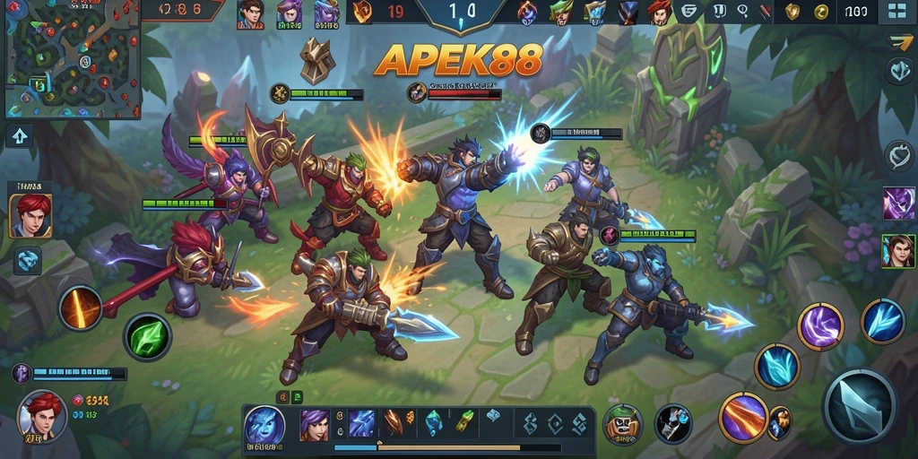 Tampilan menarik dari gameplay APEK88 dalam pertarungan tim.