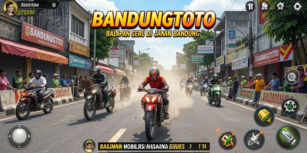 Gameplay intens dari BANDUNGTOTO dalam aksi balapan di jalanan.
