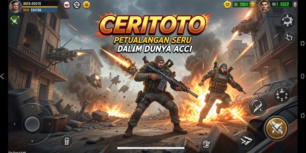 Screenshot gameplay CERITOTO yang menampilkan aksi seru dan karakter yang beragam.