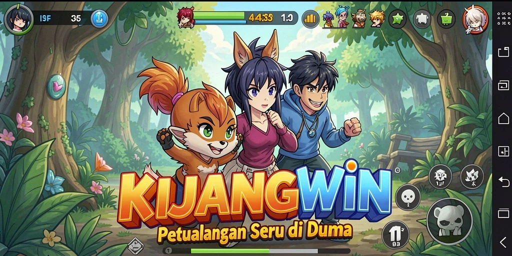 Tampilan seru dari gameplay KIJANGWIN dengan karakter Anime yang menarik.