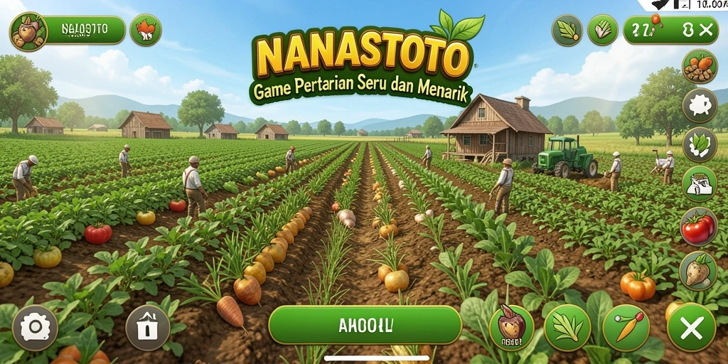 Tampilan gameplay NANASTOTO yang menarik dengan aktivitas bertani.
