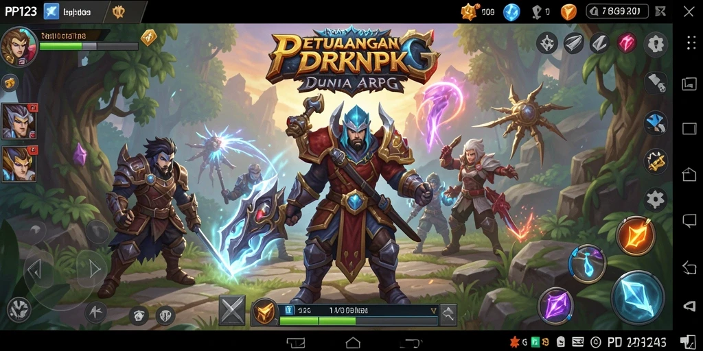 Tangkapan layar utama gameplay <strong>PP123</strong> menampilkan aksi pertempuran yang seru dan karakter unik.