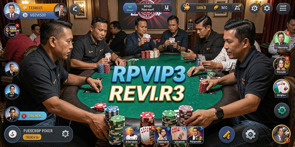 Screenshot RPVIP3 menunjukkan gameplay seru Poker yang menantang.