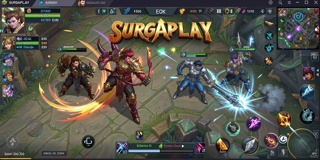Gameplay epik dalam pertempuran MOBA yang seru.