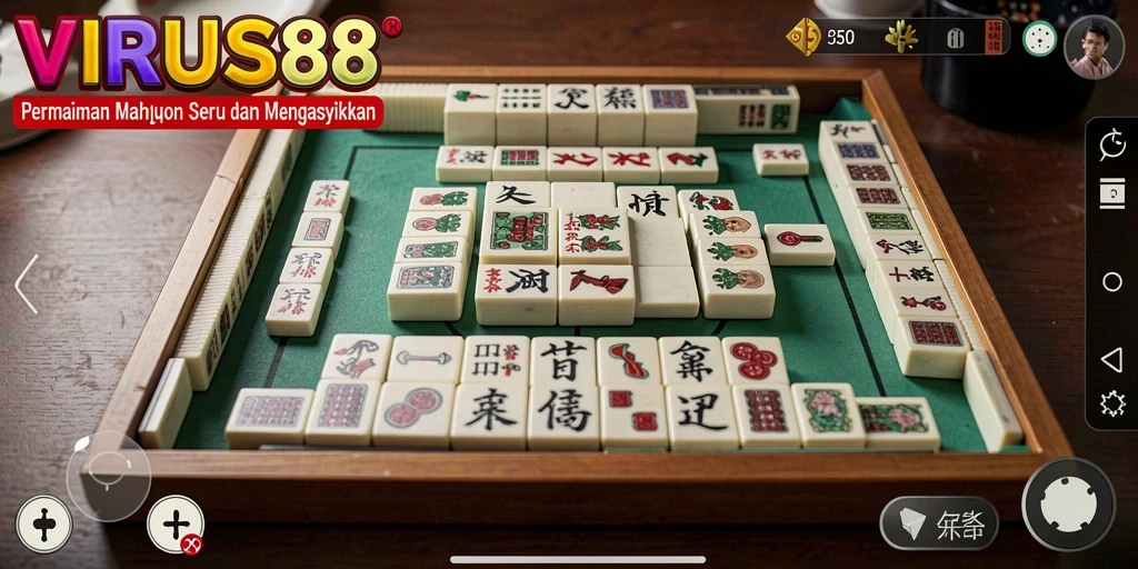 Gameplay mendebarkan VIRUS88 dalam permainan Mahjong.