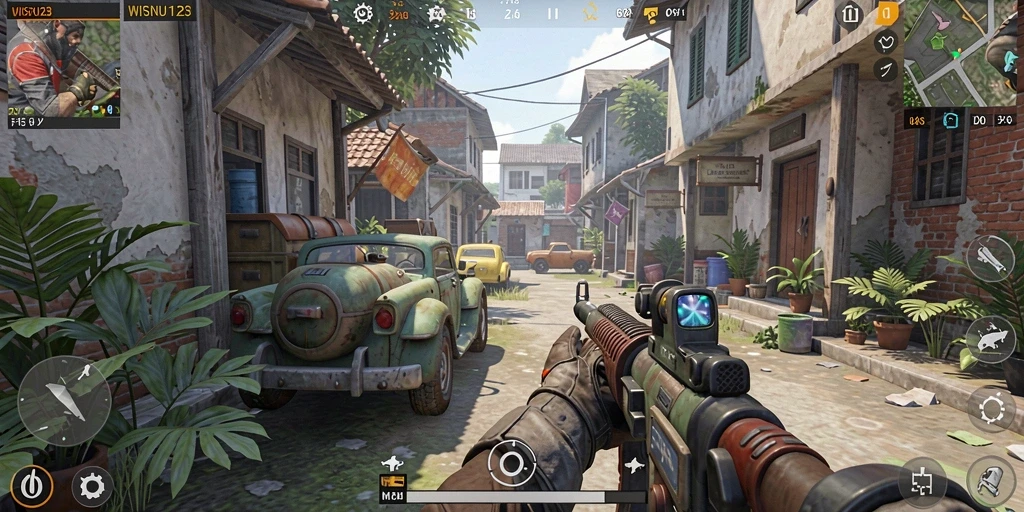 Menampilkan aksi penuh dalam gameplay WISNU123 yang seru.